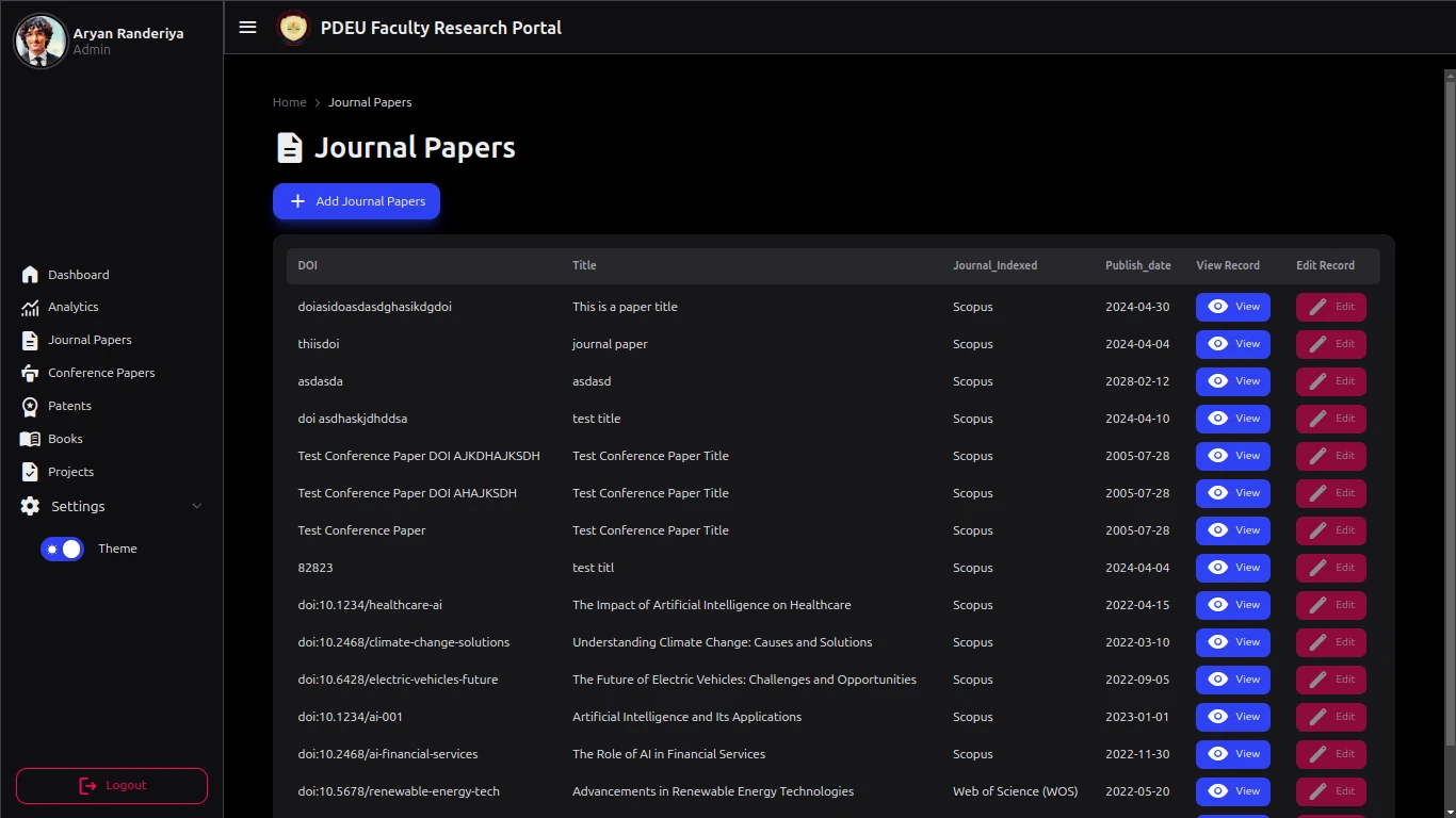 University Research Portal screenshot 6